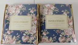Lot 4 New Piper & Wright Pole Top Drapery Panels 41"x84" Blue Floral pattern