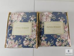 Lot 4 New Piper & Wright Pole Top Drapery Panels 41"x84" Blue Floral pattern