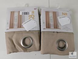 Lot 2 New No 918 Grommet Curtain Panels 40x84" ea in Oatmeal Tan color