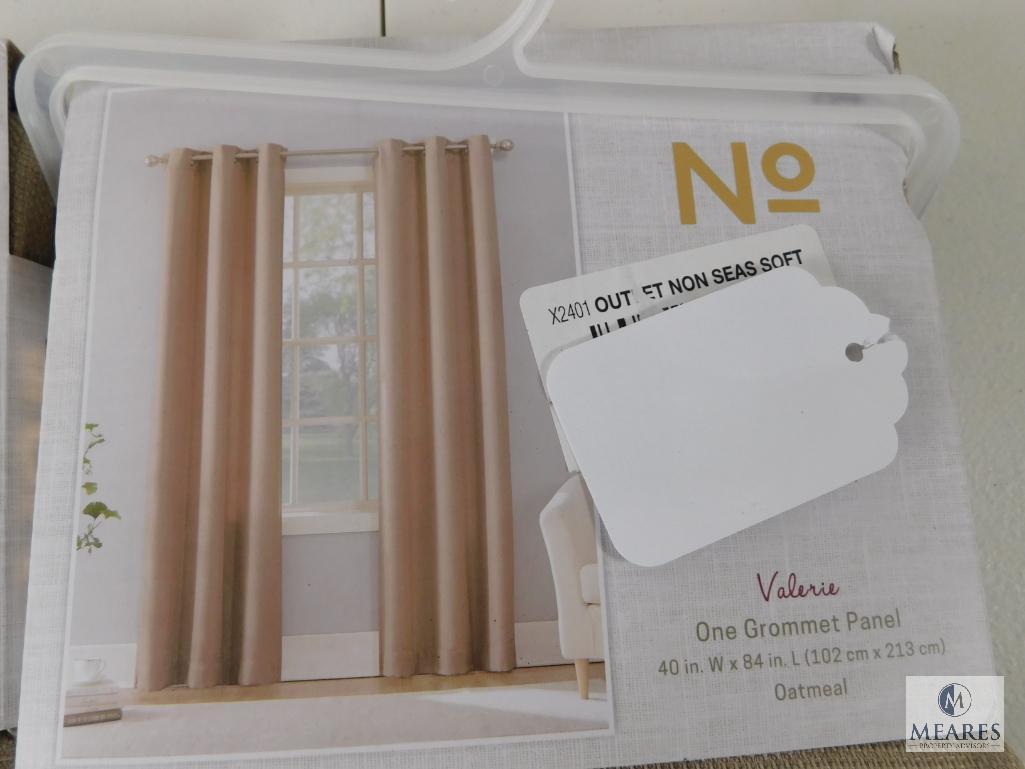 Lot 2 New No 918 Grommet Curtain Panels 40x84" ea in Oatmeal Tan color