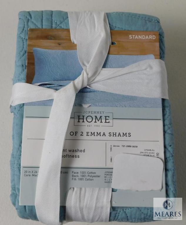 New Set of 2 Emma Pillow Shams in Stone Blue 20" x 26" each