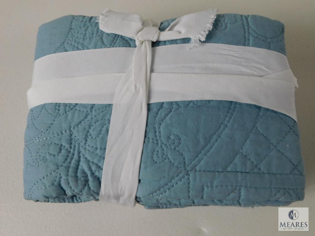 New Set of 2 Emma Pillow Shams in Stone Blue 20" x 26" each