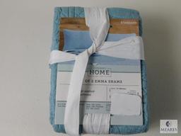 New Set of 2 Emma Pillow Shams in Stone Blue 20" x 26" each