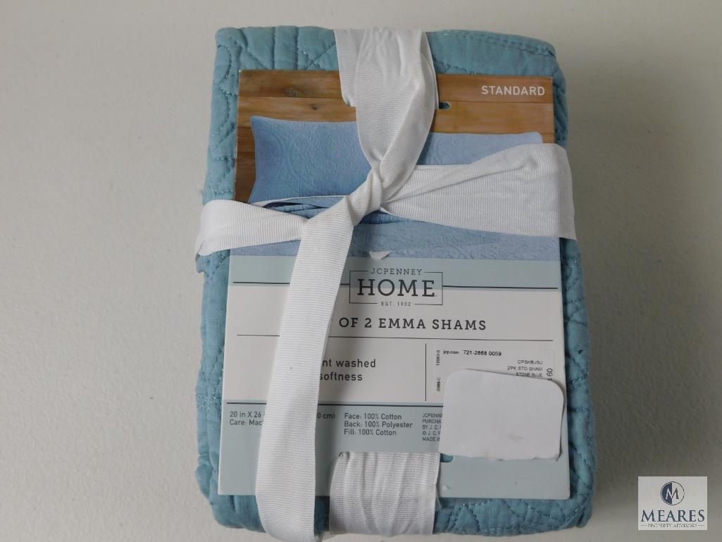 New Set of 2 Emma Pillow Shams in Stone Blue 20" x 26" each