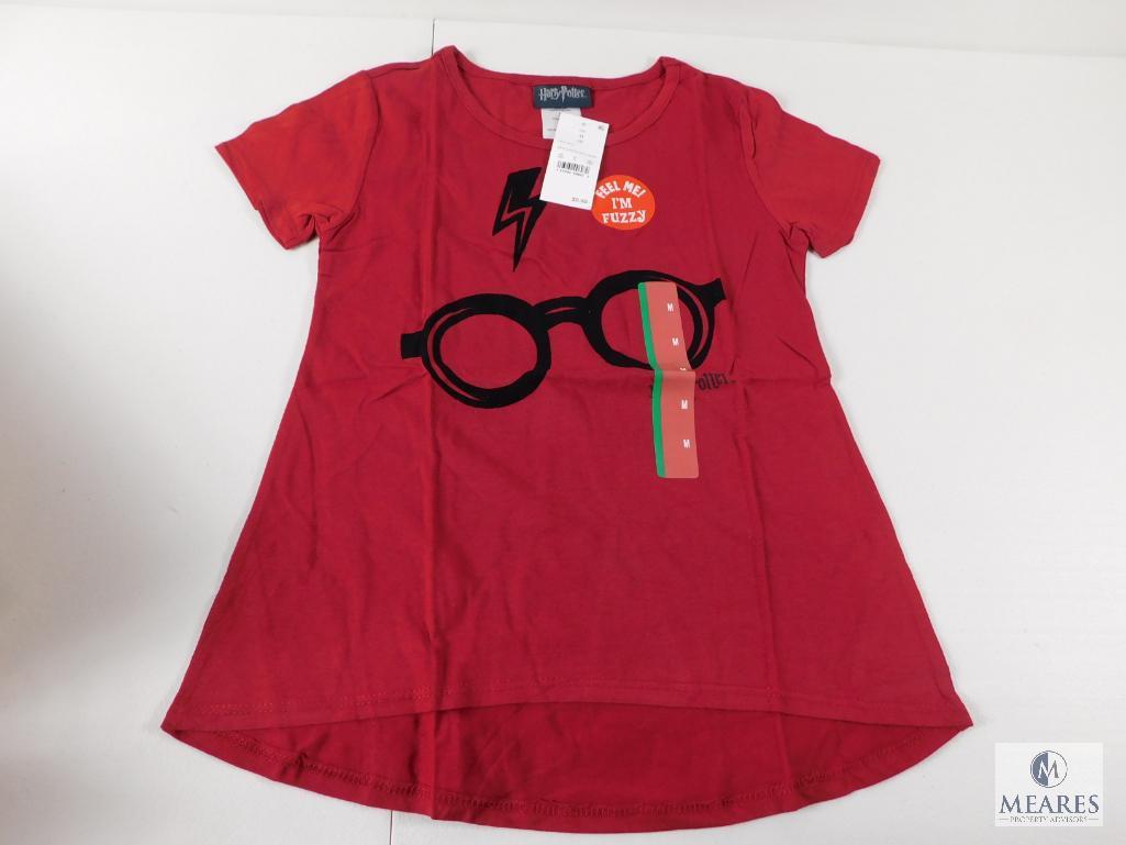 Case of 9 New Girls Size Medium 7/8 Red Fuzzy Harry Potter T-shirts