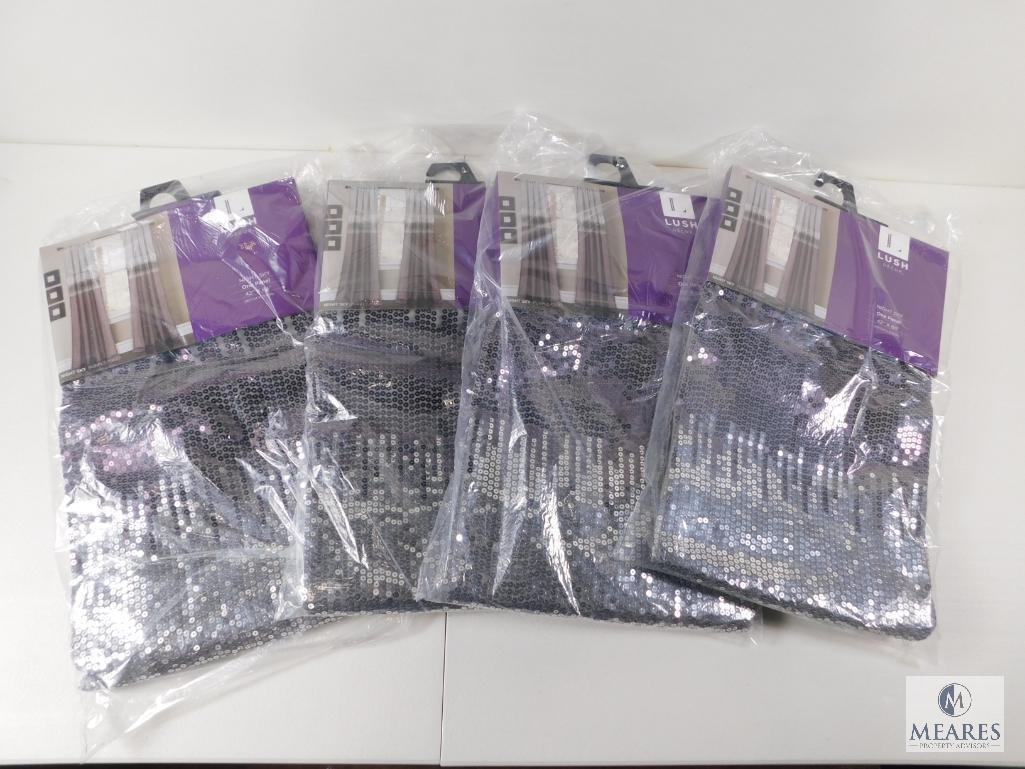 Lot 4 New Lush Night Sky Window Panels Grey w/ Sequins 42"x84" each