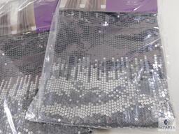 Lot 4 New Lush Night Sky Window Panels Grey w/ Sequins 42"x84" each
