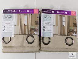 Lot 2 New McKenna Grommet Panel Blackout Curtains Dune Taupe 50" x 95" each
