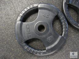 Pair TKO Tri-Grip Weight plates - 45 lbs each
