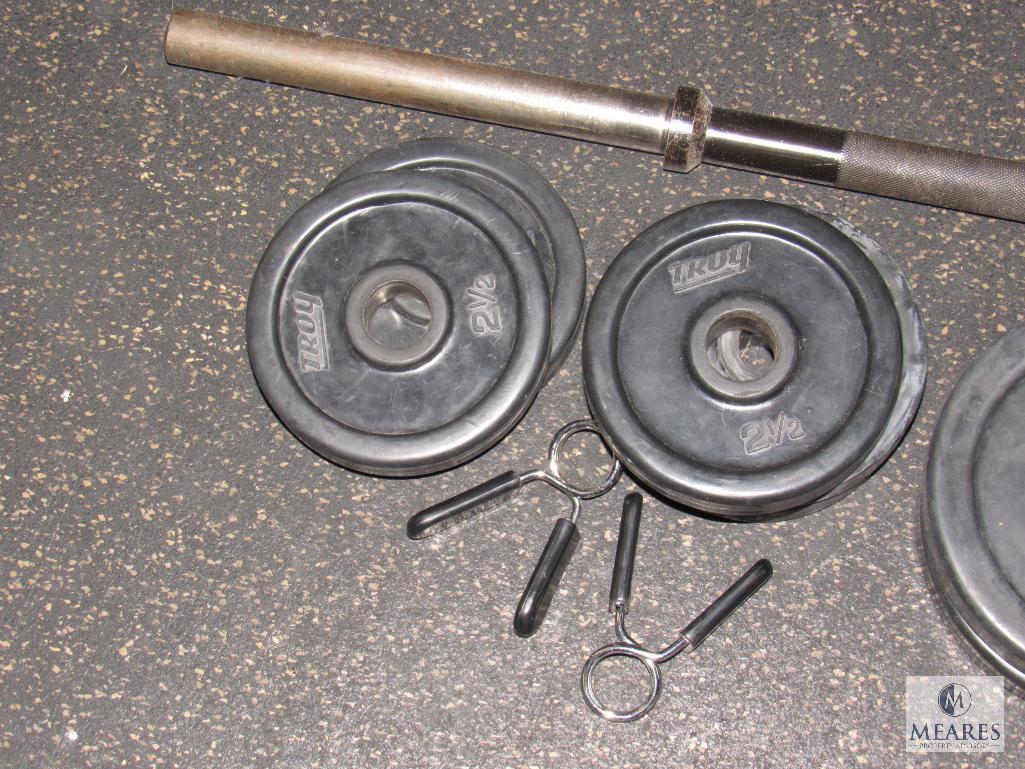Weight bar set - with weights - includes (2) each 10, 7.5, 5 and 2.5 lbs with bar clamps