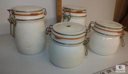 Set of 4 Cheese Crock Storage Jars
