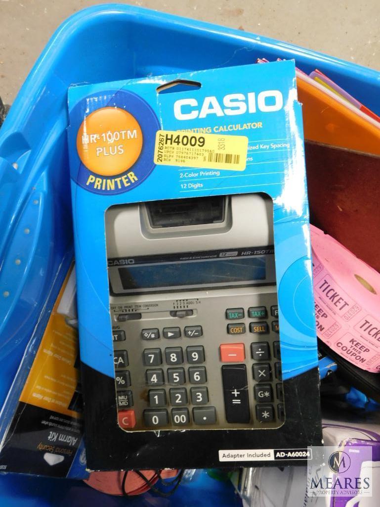 Large Lot Office Supplies New Casio Calculator, Stapler, Tickets, Organizer, Alarm Clocks, Cordless