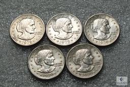 Lot of (5) 1979 Susan B Anthony dollars - Possible Wide Rim - Near Date Varieties included