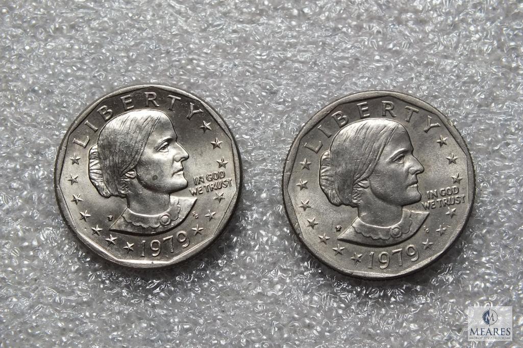 Lot of (5) 1979 Susan B Anthony dollars - Possible Wide Rim - Near Date Varieties included