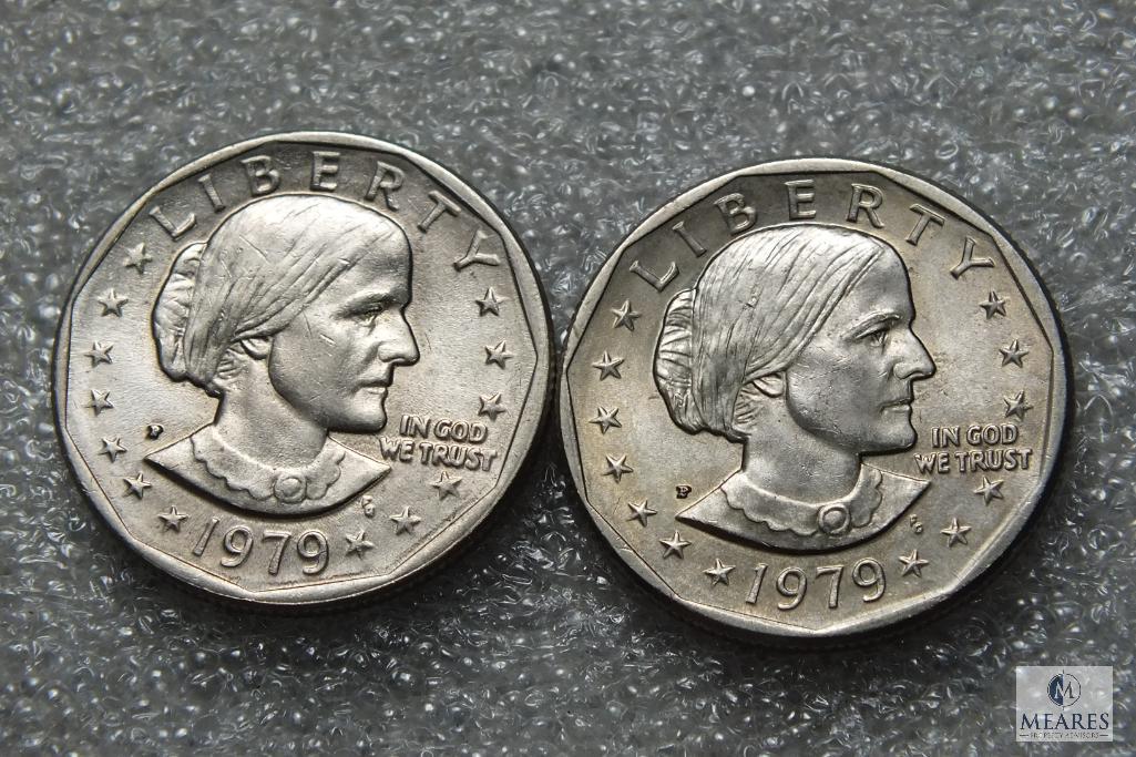 Lot of (5) 1979 Susan B Anthony dollars - Possible Wide Rim - Near Date Varieties included