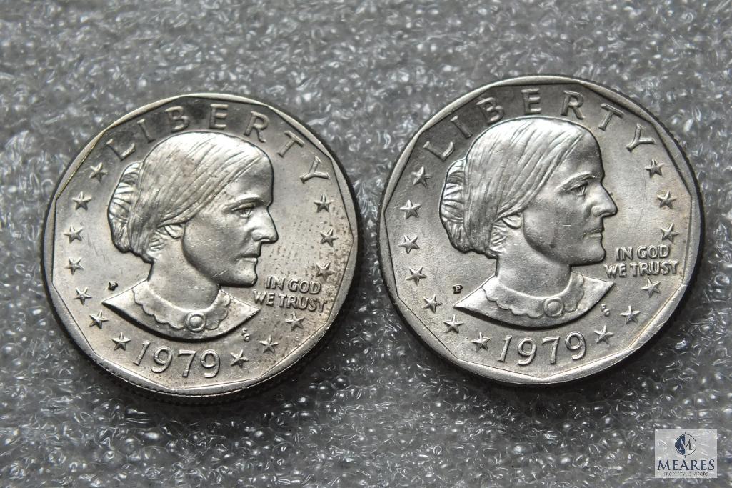 Lot of (5) 1979 Susan B Anthony dollars - Possible Wide Rim - Near Date Varieties included