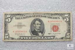 Group of (2) Series 1963 US $5 red seal notes