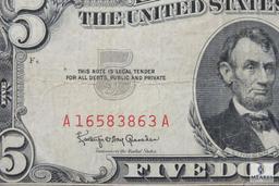 Group of (2) Series 1963 US $5 red seal notes