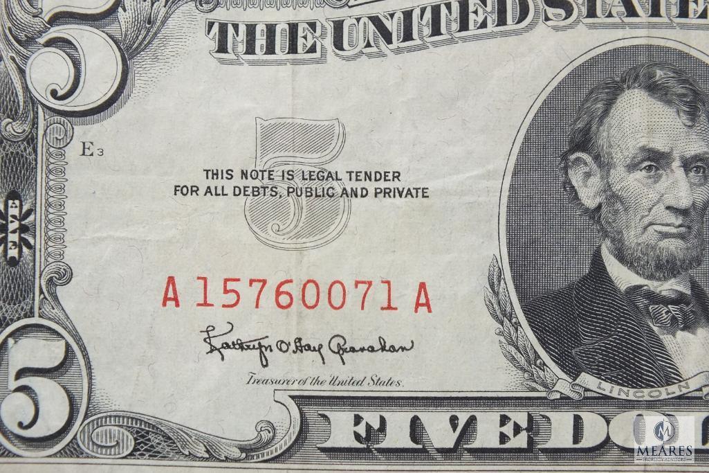 Group of (2) Series 1963 US $5 red seal notes