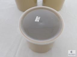 Lot of 3 Melamine Canisters with Lids Tan approximately 1.2 qt size