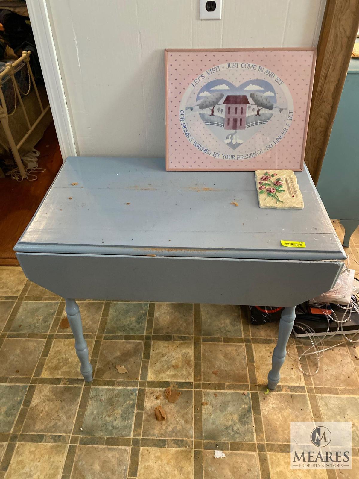 Drop-Leaf Side Table and Decorative Art