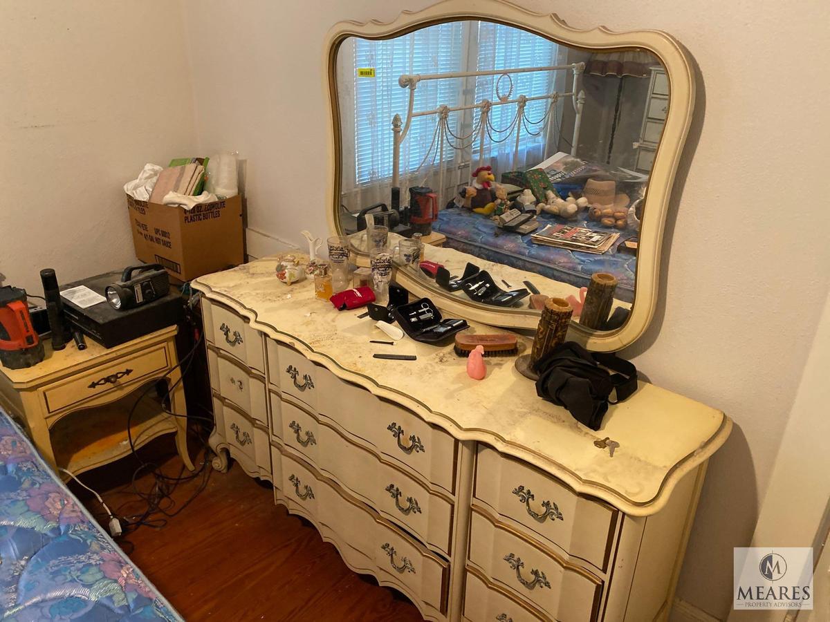 French Provincial-style Dresser with Mirror and Matching Side Table