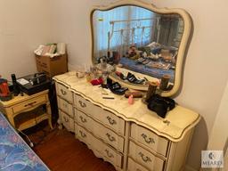 French Provincial-style Dresser with Mirror and Matching Side Table