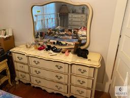 French Provincial-style Dresser with Mirror and Matching Side Table