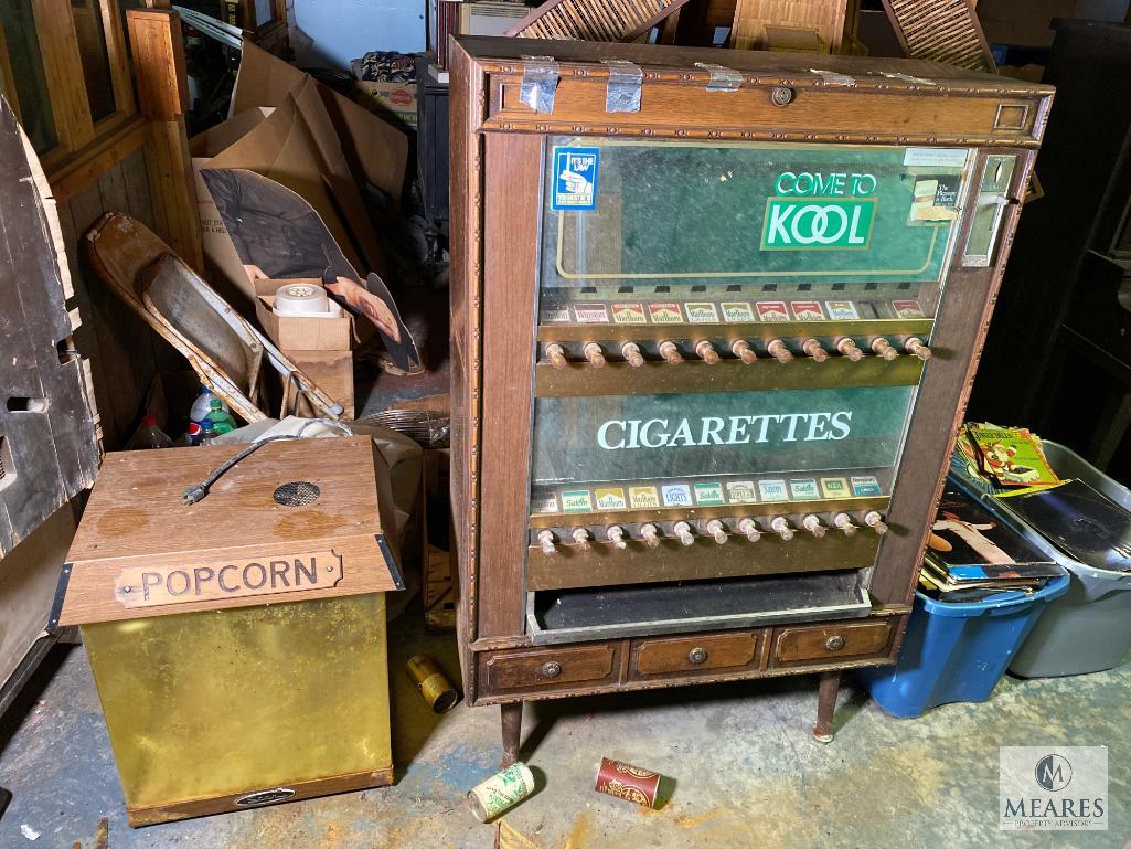 Vintage Cigarette Dispenser and Popcorn Box
