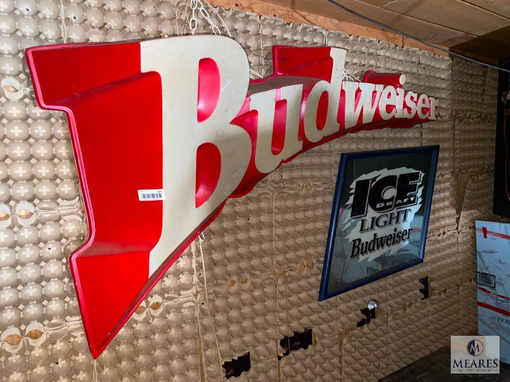 Budweiser Sign and Budweiser Ice Light Mirror