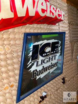 Budweiser Sign and Budweiser Ice Light Mirror