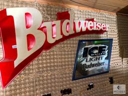 Budweiser Sign and Budweiser Ice Light Mirror