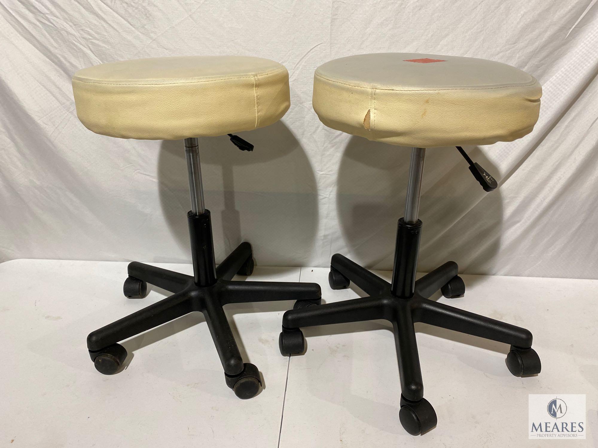 Three Adjustable Cushioned Rolling Stools