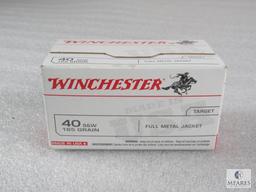 100 Rounds Winchester .40 S&W 165 Grain FMJ Ammo