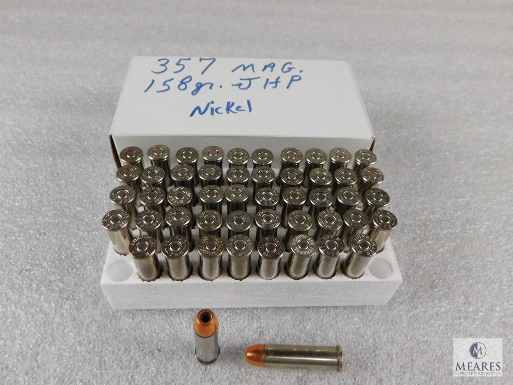 50 Rounds .357 Mag 158 Grain JHP Nickel Ammo - possible reloads