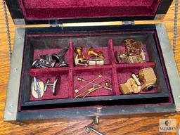 Assortment of Cuff Links, Money Clip, and Belt Buckle