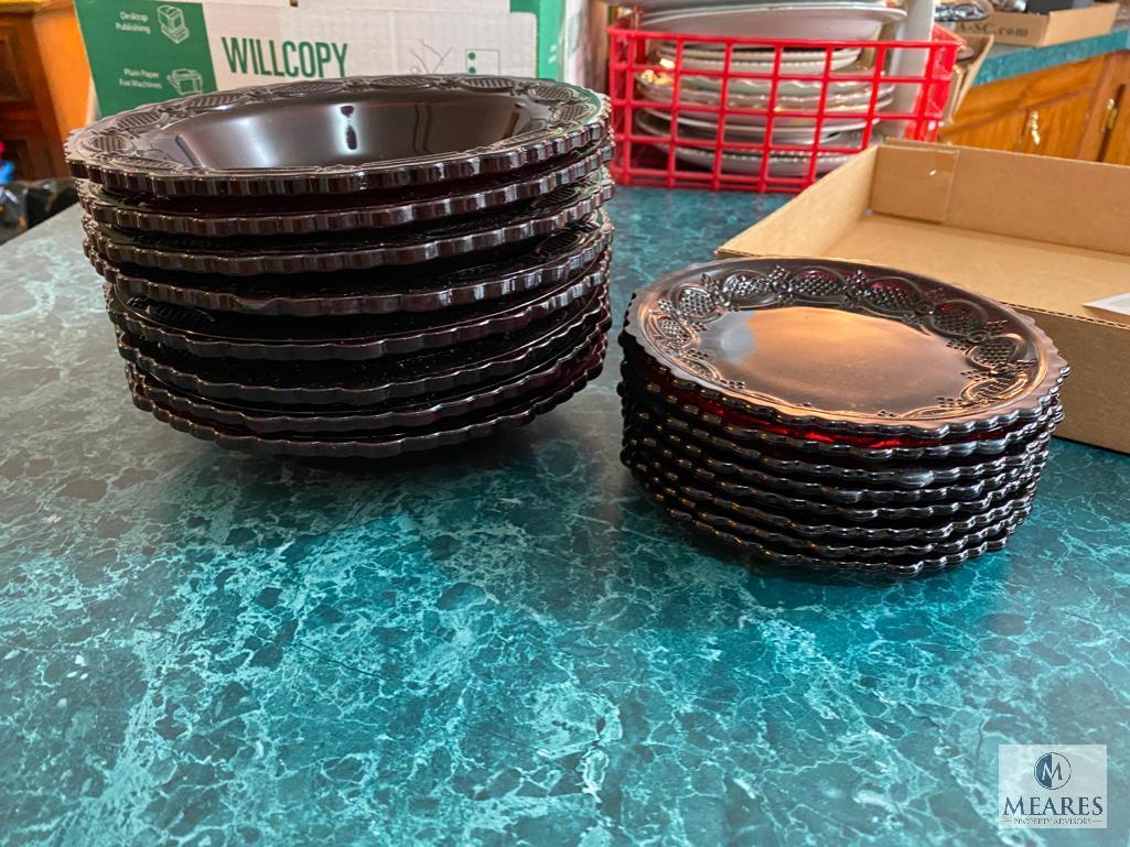 Avon 1876 Cape Cod Ruby Red 5.5" Bread Plates and 7.25" Bowls