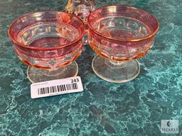 Glass Kings Crown Thumbprint Ruby Candy Dish with Lid
