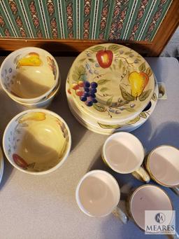 Large Assortment of Fruit Themed Dishes, Mugs, and Serving Plates