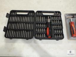 Lot Husky New 3 Pc Aluminum Screwdriver Set & Ratchet Screwdriver with Bits Set