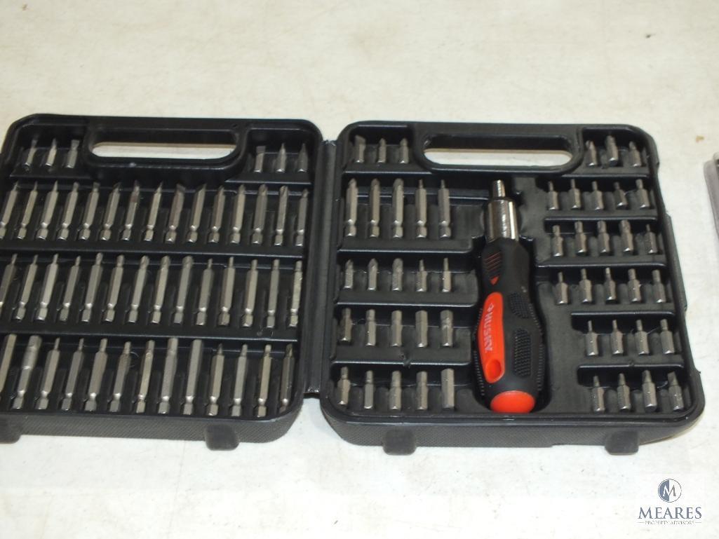 Lot Husky New 3 Pc Aluminum Screwdriver Set & Ratchet Screwdriver with Bits Set