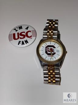 USC Gamecock Cufflinks, Wristwatch, and Pin