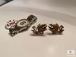 USC Gamecock Cufflinks, Wristwatch, and Pin