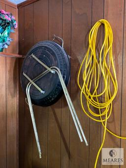 Grill, Extension Cord and Cleaning Items