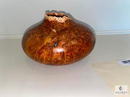 2002 Jack Rogers Smoke-Tree Sumac Burl Bowl with Turquoise Inlay