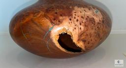 2002 Jack Rogers Smoke-Tree Sumac Burl Bowl with Turquoise Inlay