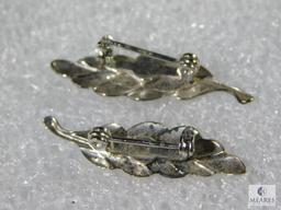 Vintage Scatter Pin Lot: Two Small Leaves and Lady Bug.