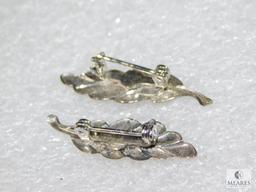 Vintage Scatter Pin Lot: Two Small Leaves and Lady Bug.