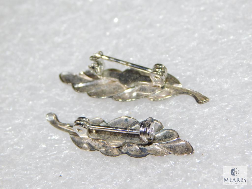 Vintage Scatter Pin Lot: Two Small Leaves and Lady Bug.