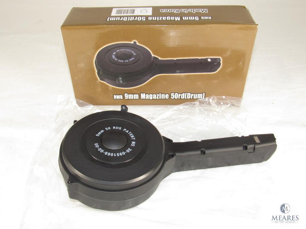 New RWB 9mm Luger 50 Round Drum Magazine Fits Most 9mm GLocks